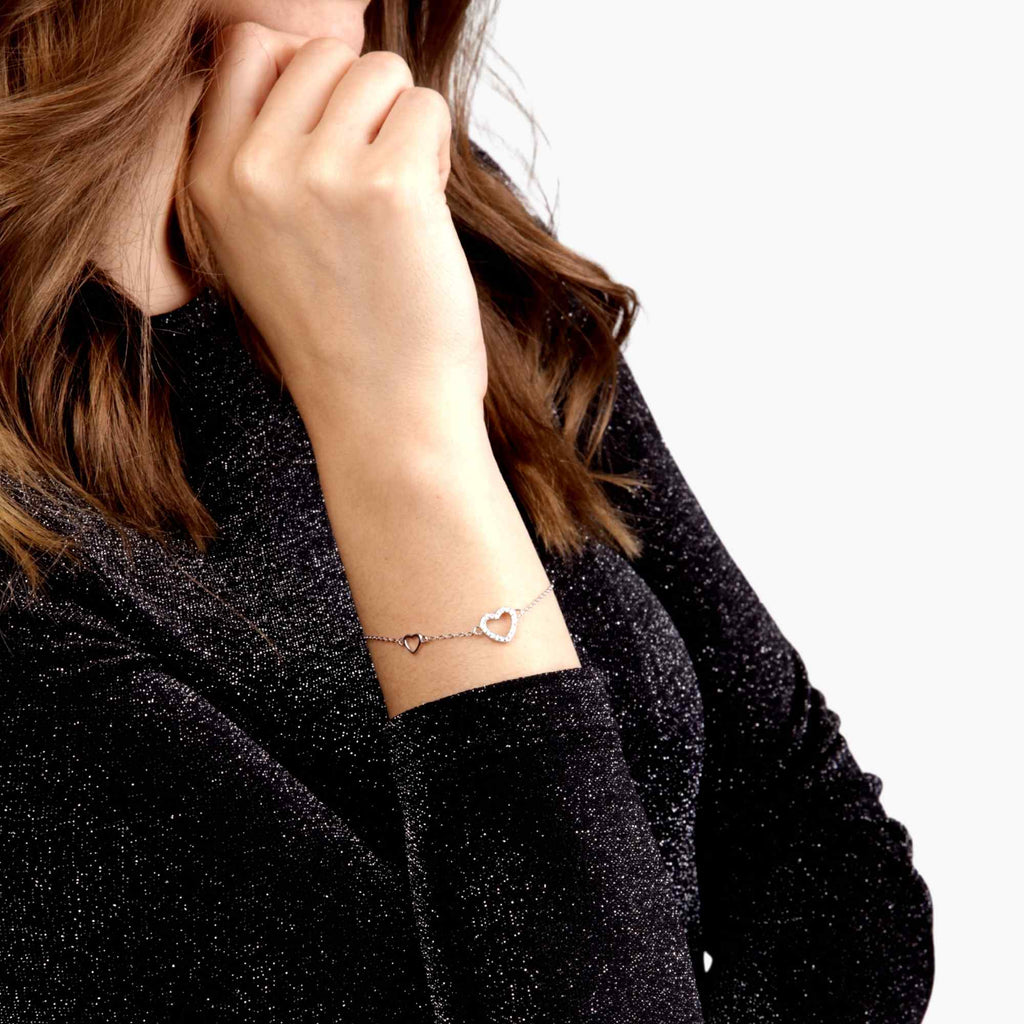 Satinski silver heart love dainty bracelet