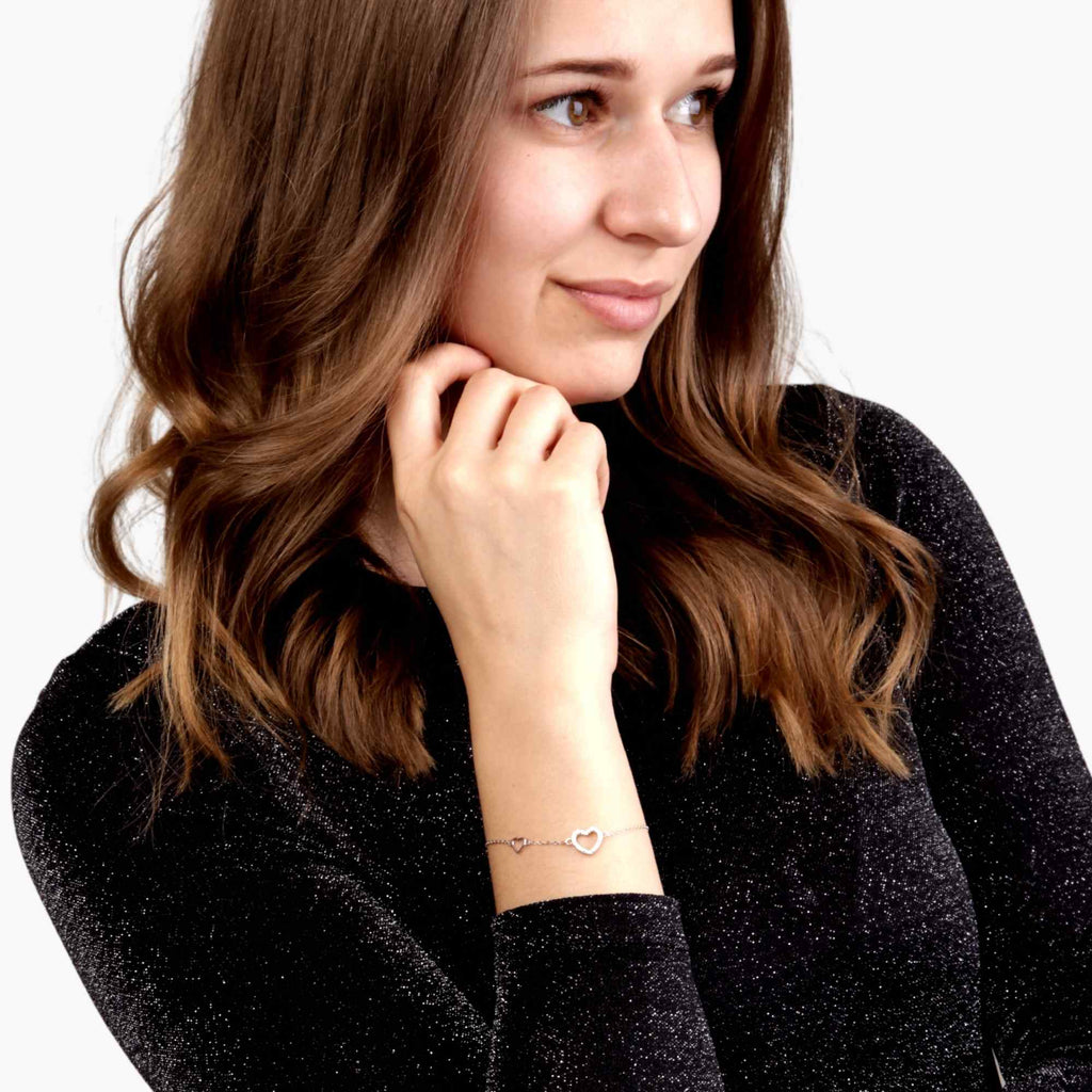 Satinski silver heart love dainty bracelet