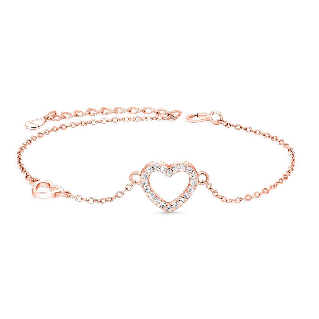 Satinski silver heart love dainty bracelet