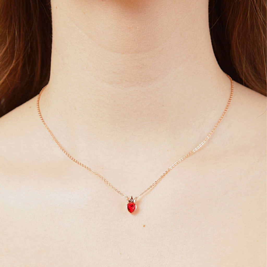 Satinski silver heart crown love necklace with Swarovski crystals