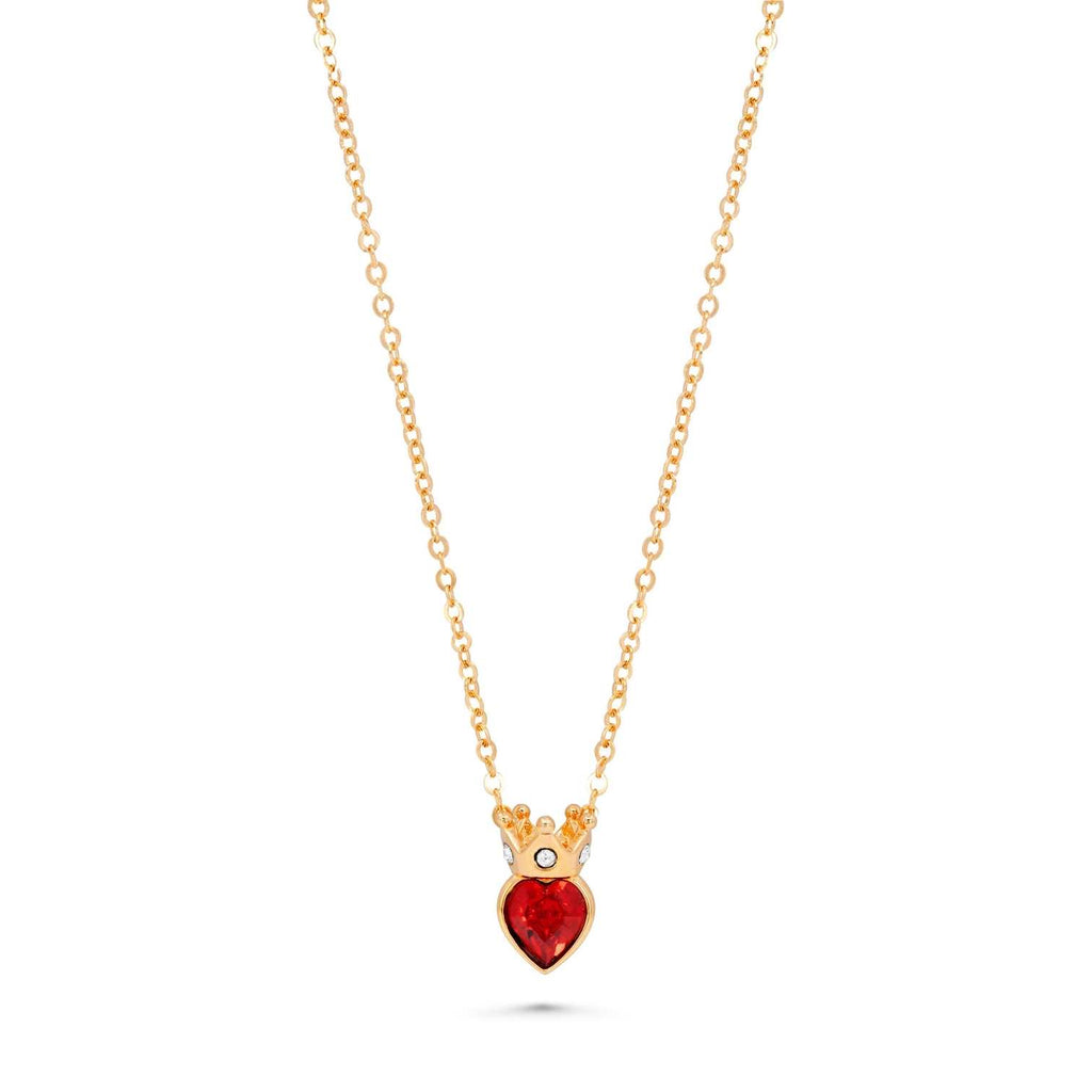 Satinski silver heart crown love necklace with Swarovski crystals