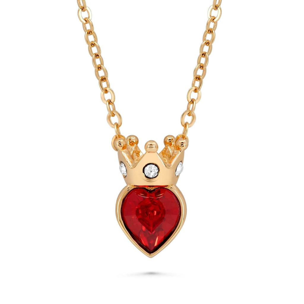 Satinski silver heart crown love necklace with Swarovski crystals