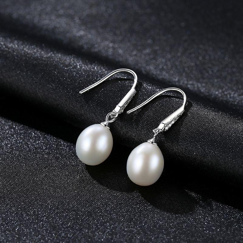 Satinski silver dangle hook pearl crystal earrings