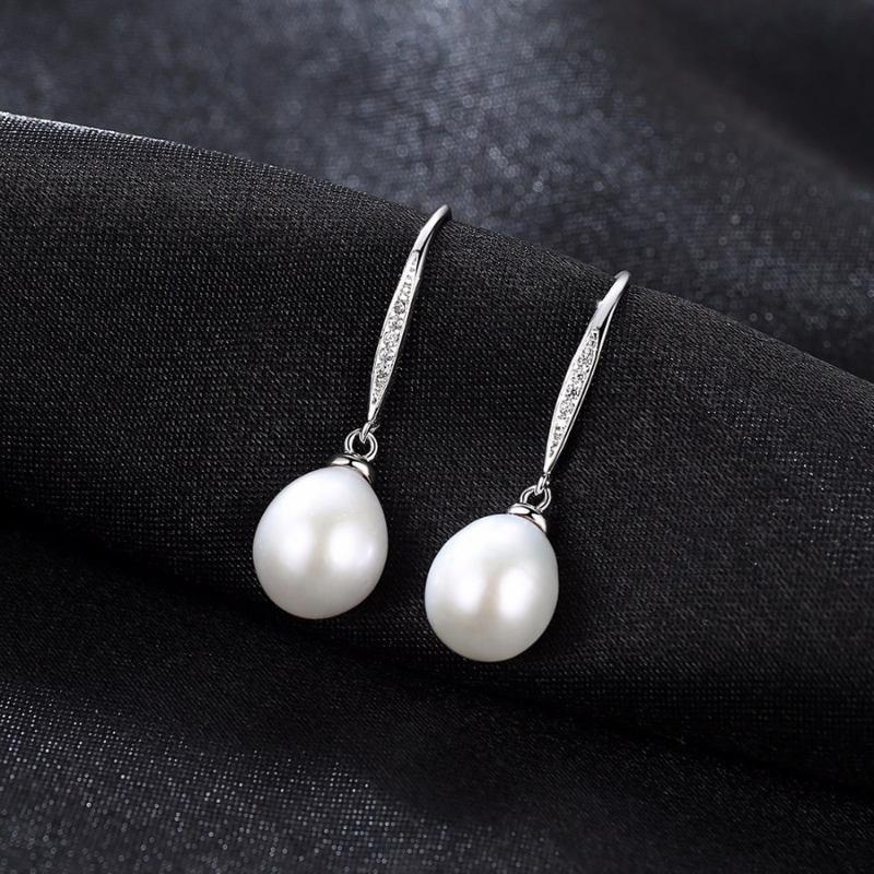 Satinski silver hook dangle freshwater pearl earrings