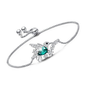 Satinski silver kingfisher hummingbird bracelet with Swarovski crystals