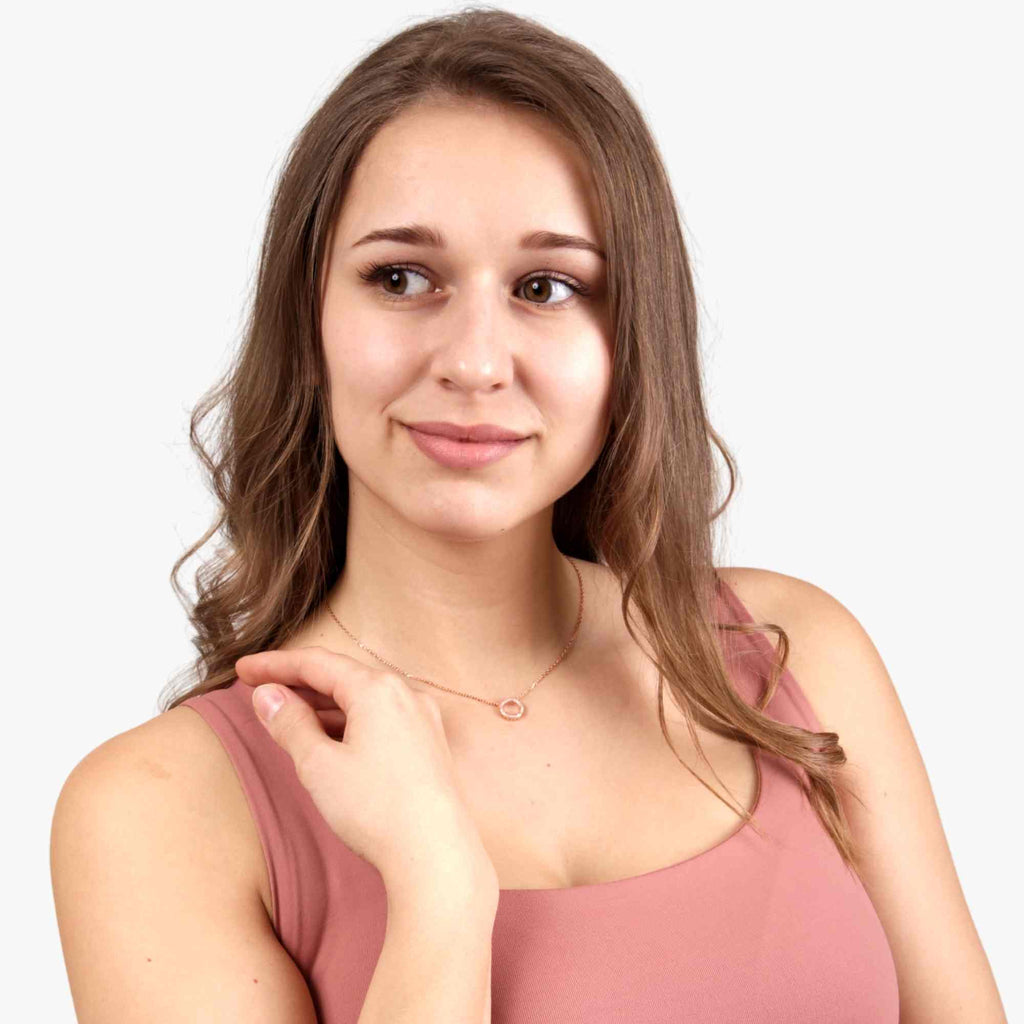 Satinski silver necklace with crystal pavé ring circle pendant