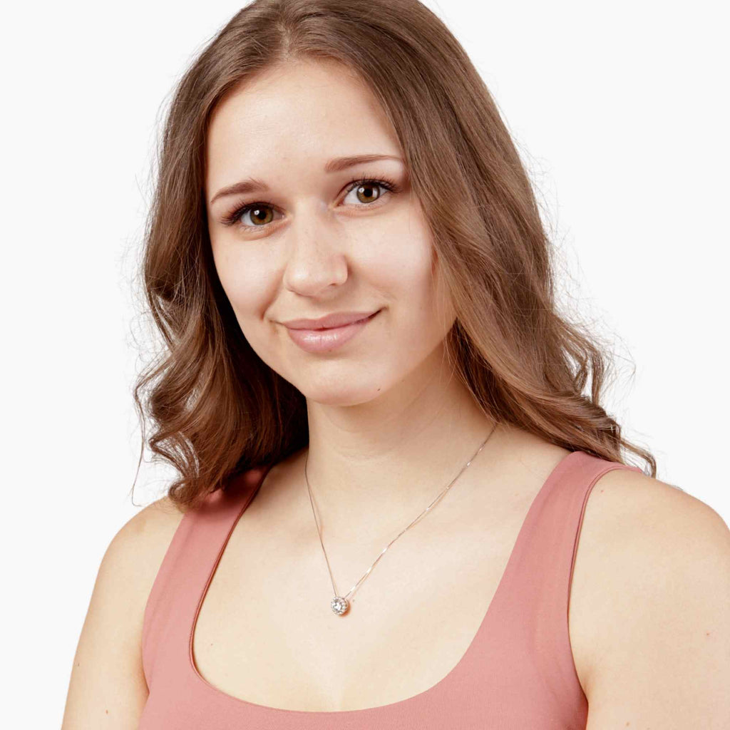 Satinski silver round 1 Carat moissanite flower pendant necklace