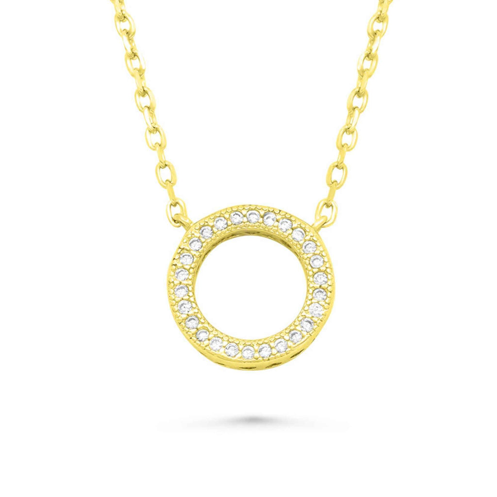 Satinski silver necklace with crystal pavé ring circle pendant