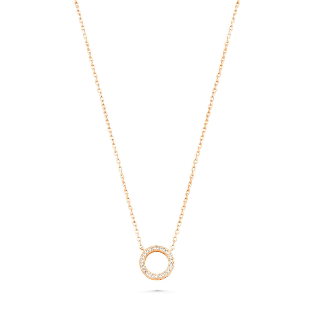 Satinski silver necklace with crystal pavé ring circle pendant