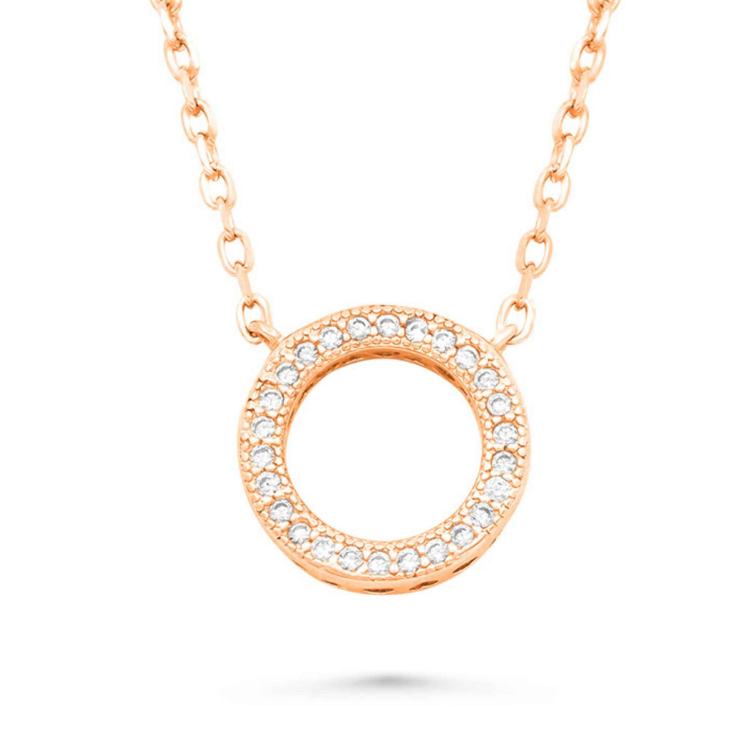 Satinski silver necklace with crystal pavé ring circle pendant