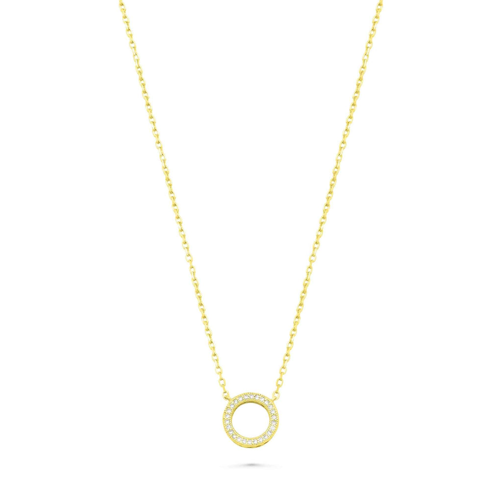 Satinski silver necklace with crystal pavé ring circle pendant