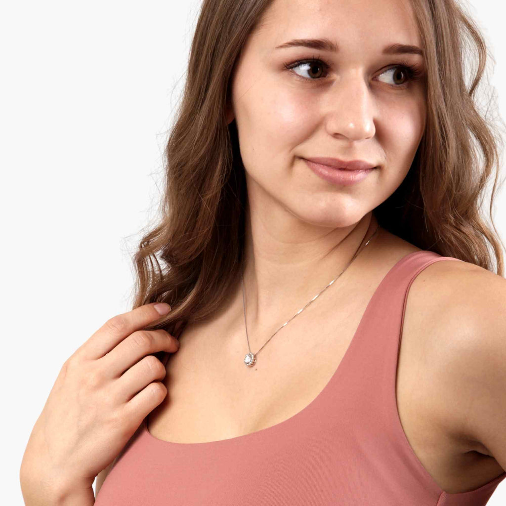 Satinski silver necklace with crystal pendant