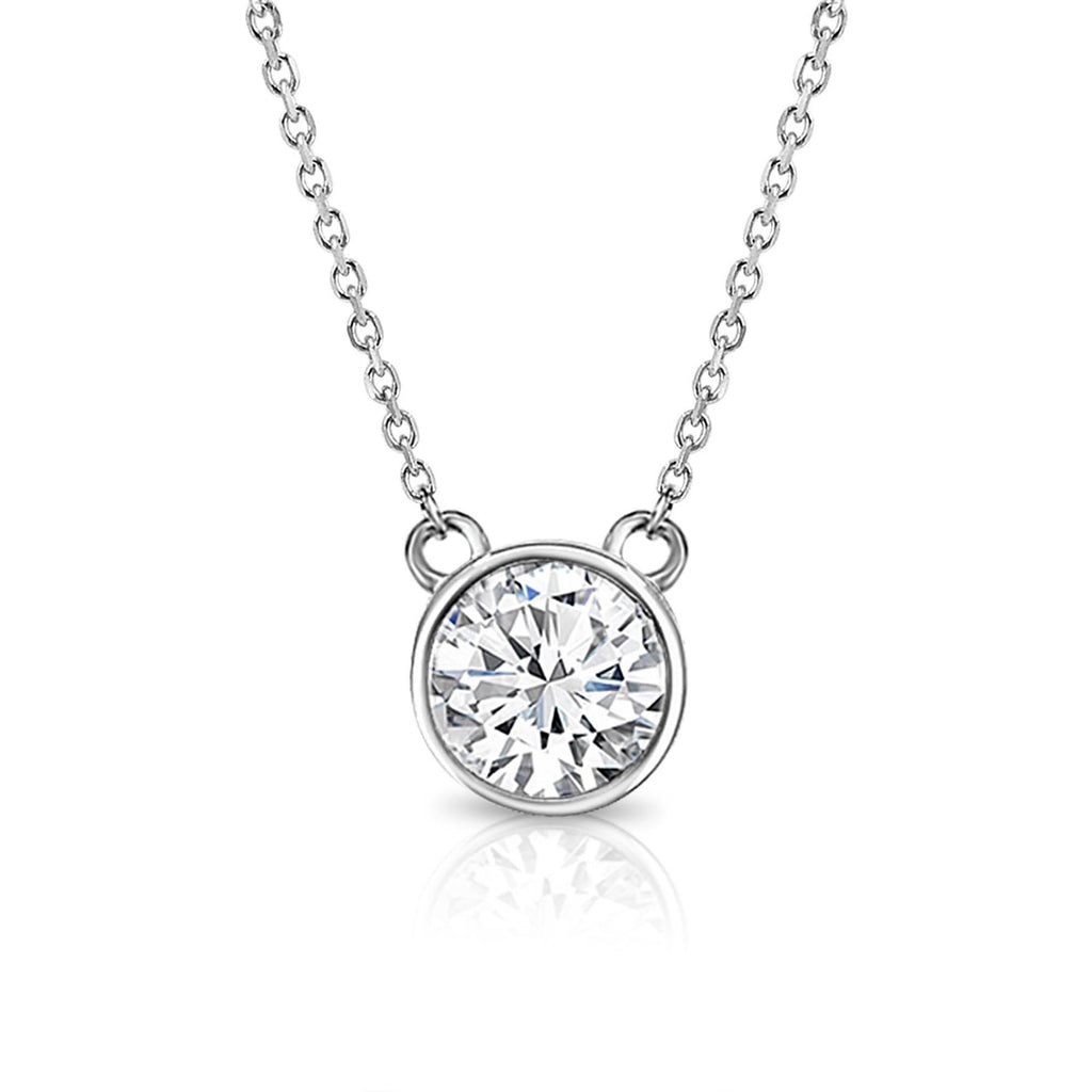 Satinski silver necklace with crystal round pendant