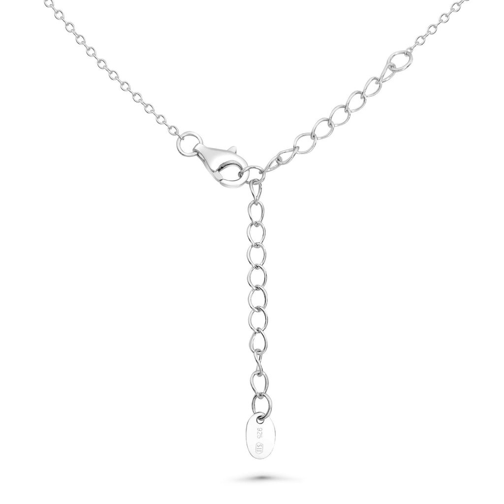 Satinski silver necklace with crystal round pendant