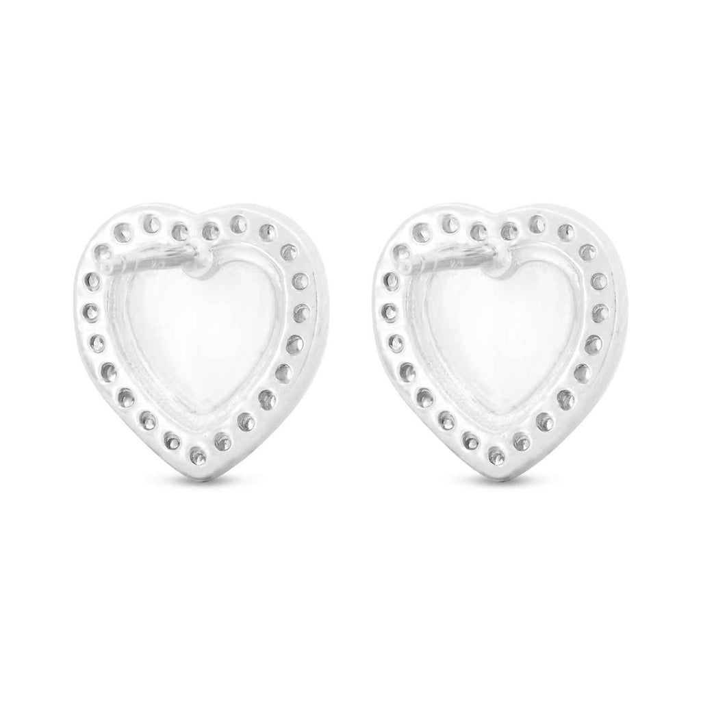 Satinski silver opal heart crystal love stud earrings