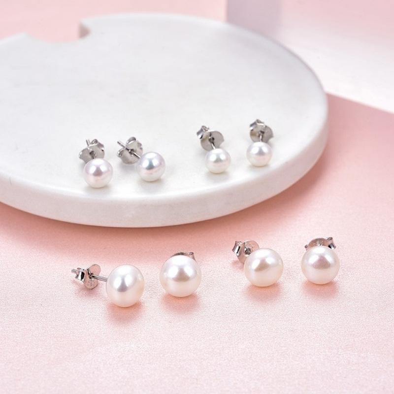 Satinski silver pearl earrings