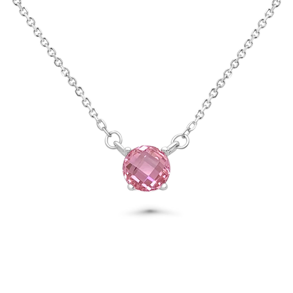 Satinski silver pink crystal pendant necklace