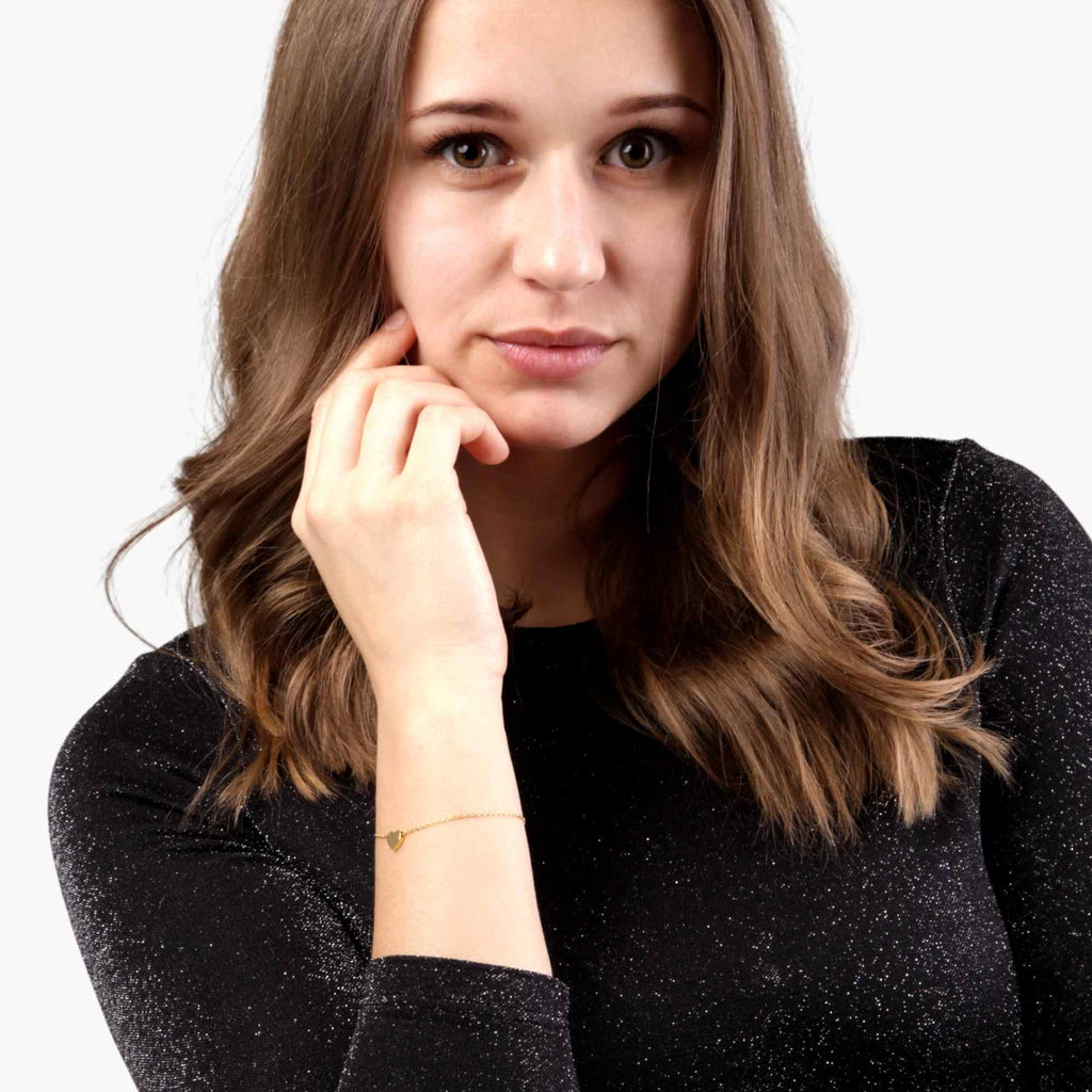 Satinski silver heart charm cable chain bracelet