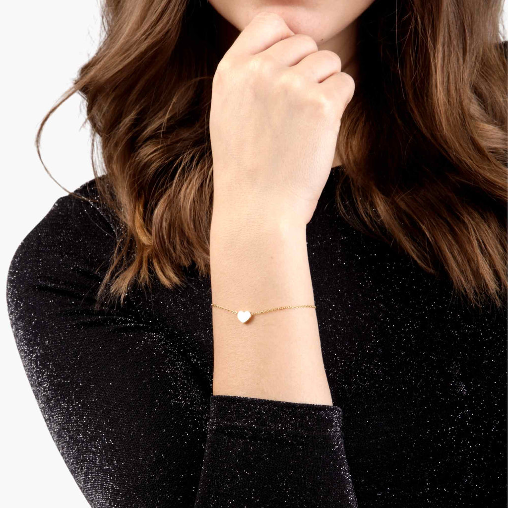 Satinski silver heart charm cable chain bracelet