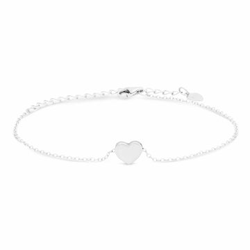 Satinski silver heart charm cable chain bracelet