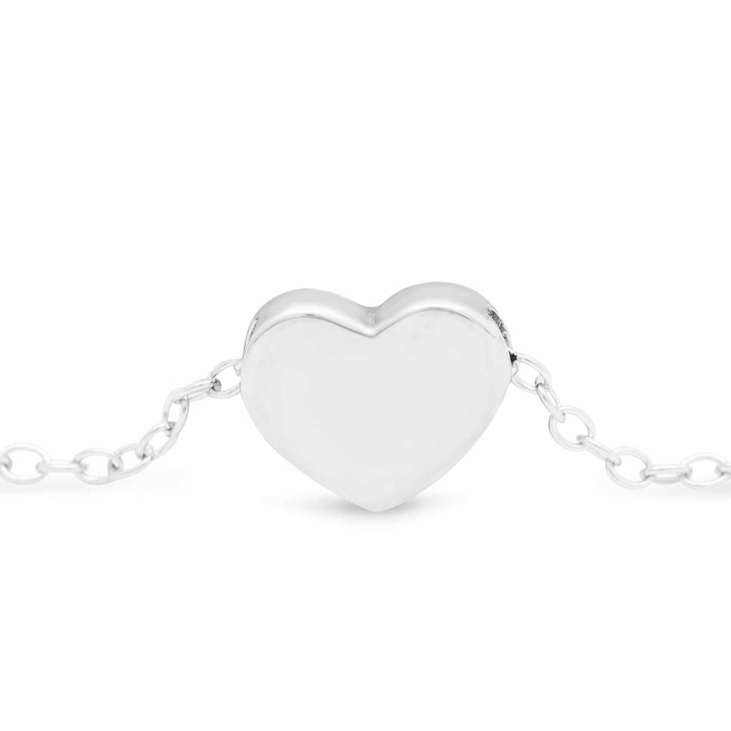 Satinski silver heart charm cable chain bracelet