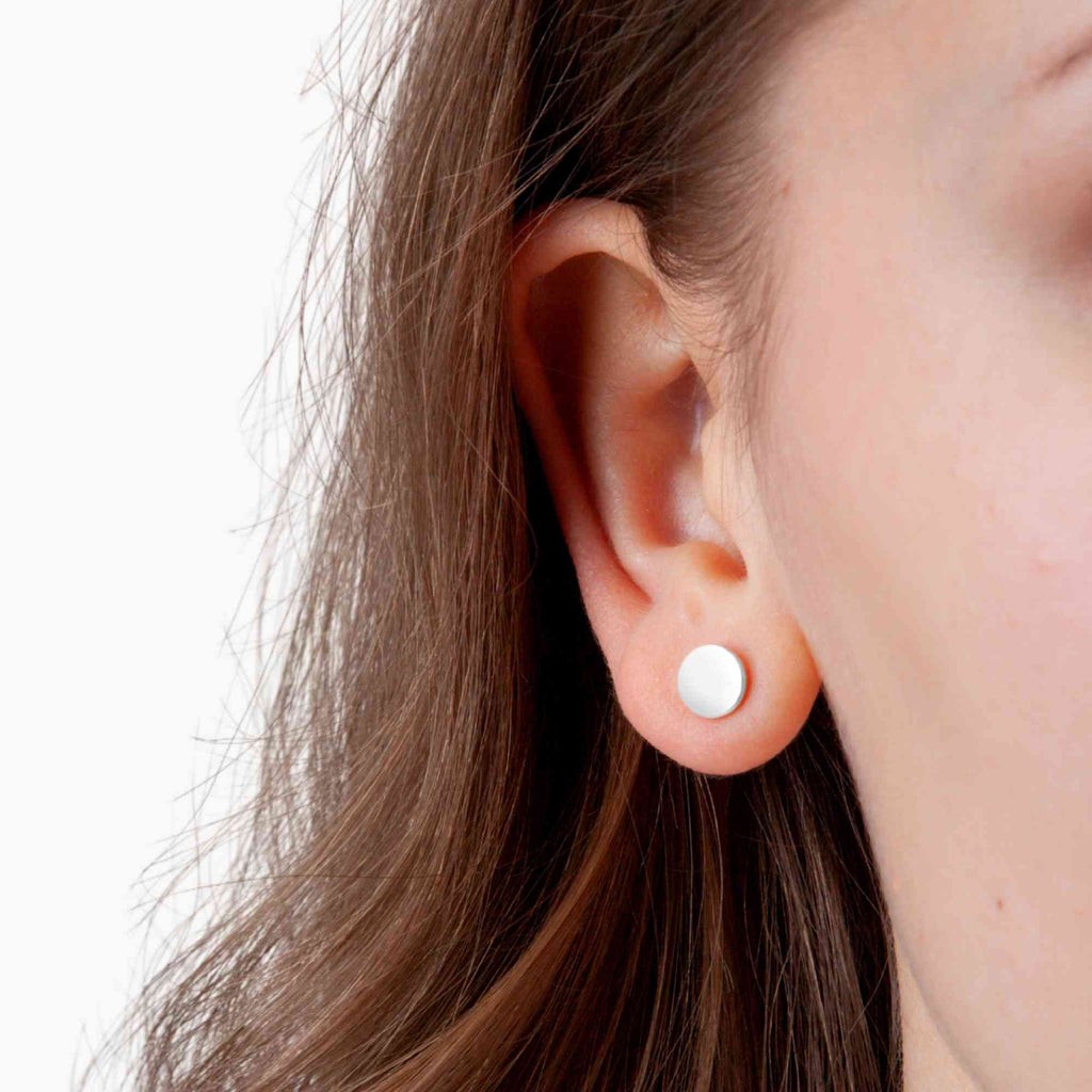 Satinski silver plain round stud earrings