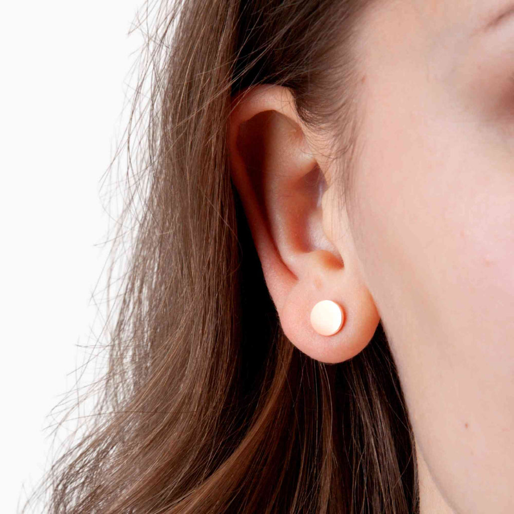 Satinski silver plain round stud earrings