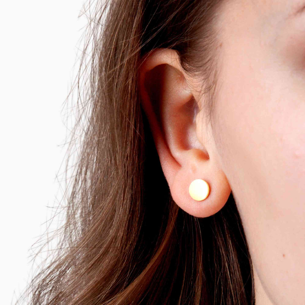 Satinski silver plain round stud earrings