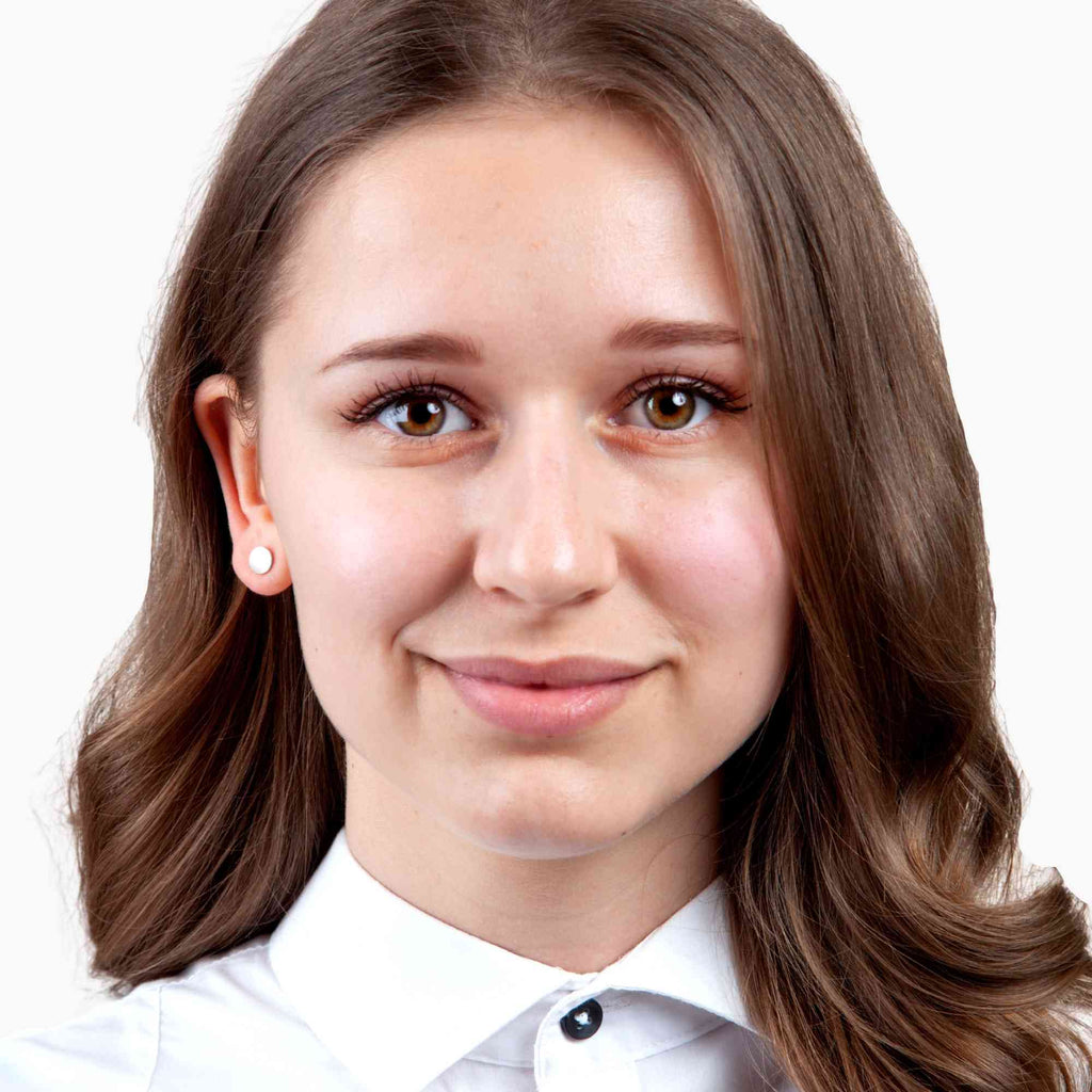 Satinski silver plain round stud earrings