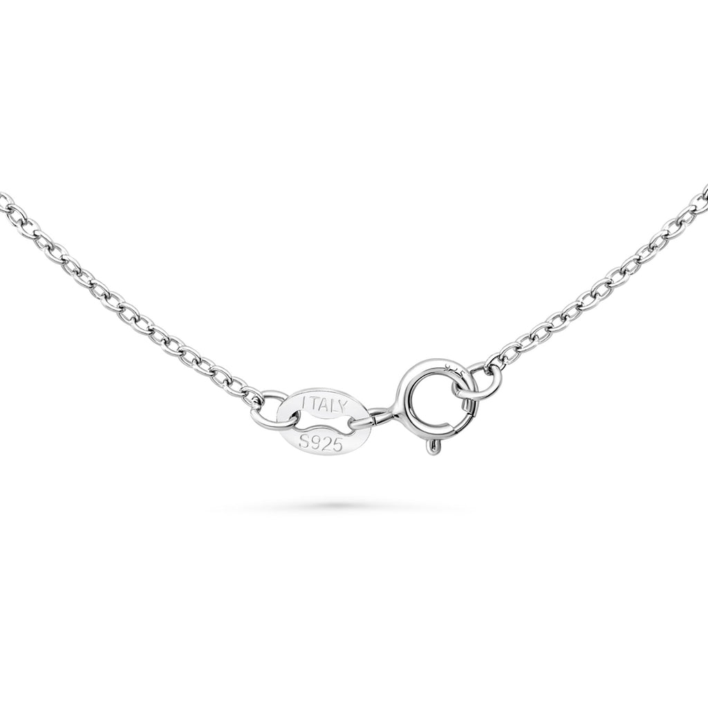 Satinski silver round zirconia crystal pave necklace
