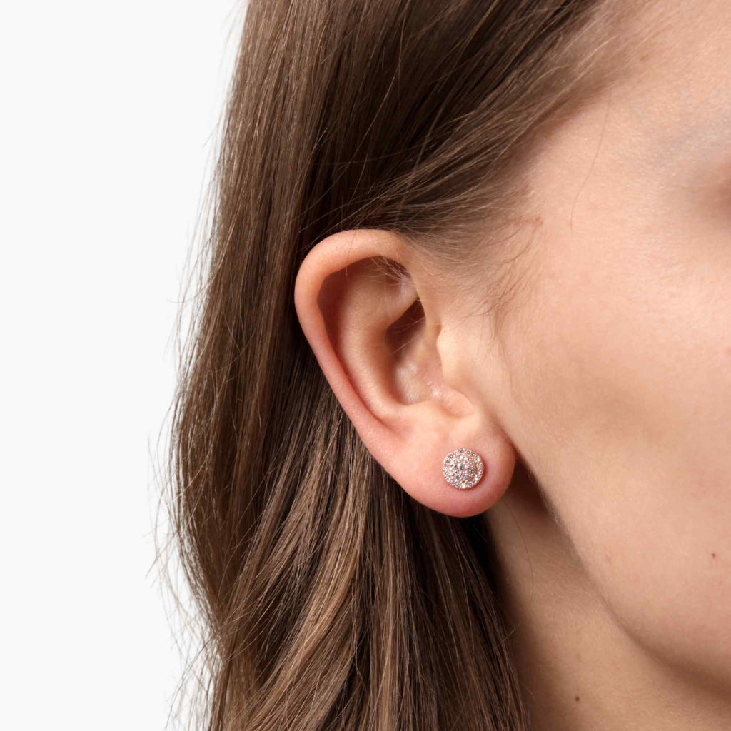 Satinski silver round crystal pave stud earrings