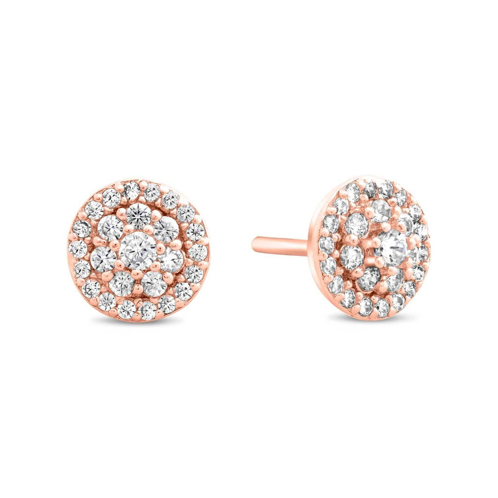 Satinski silver round crystal pave stud earrings