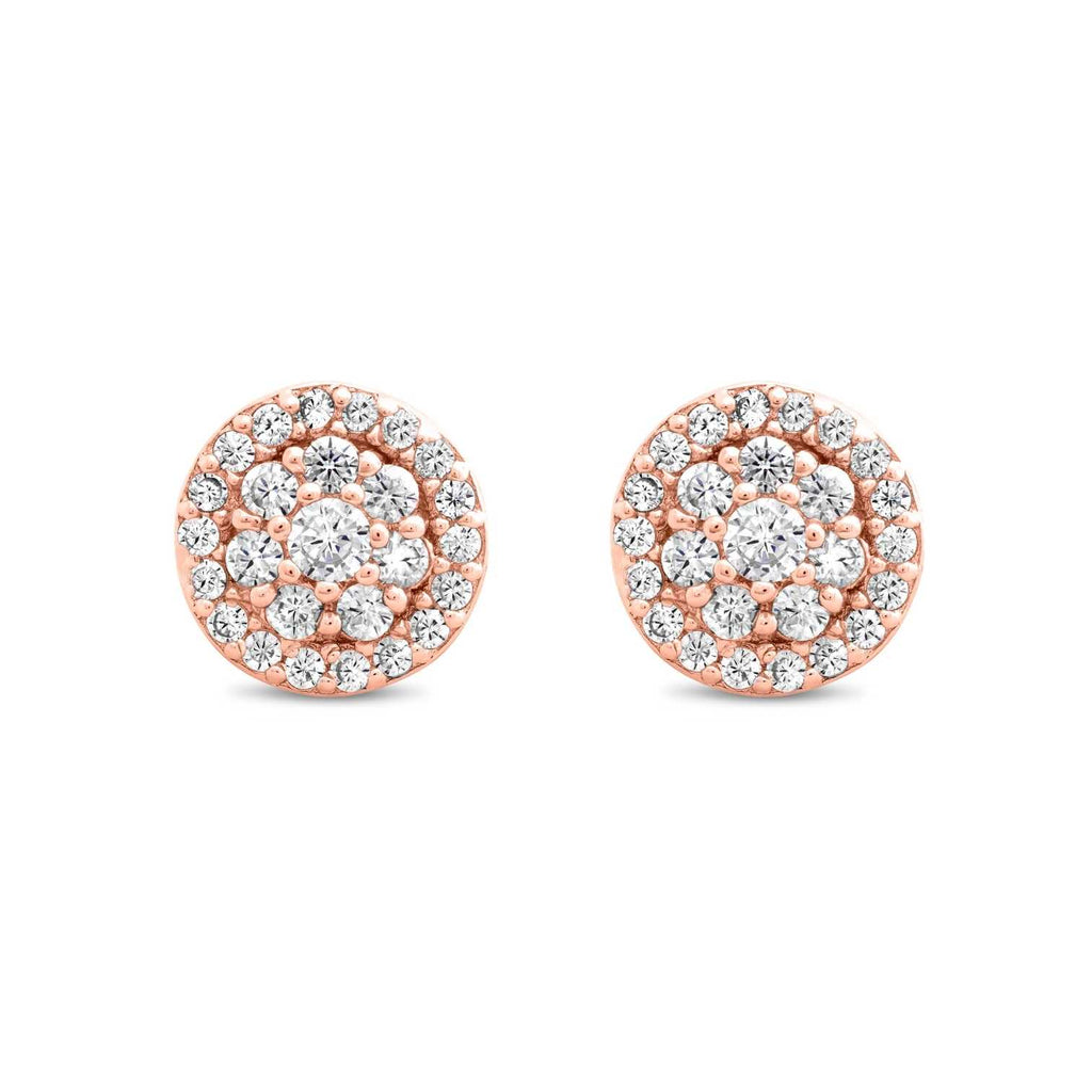 Satinski silver round crystal pave stud earrings