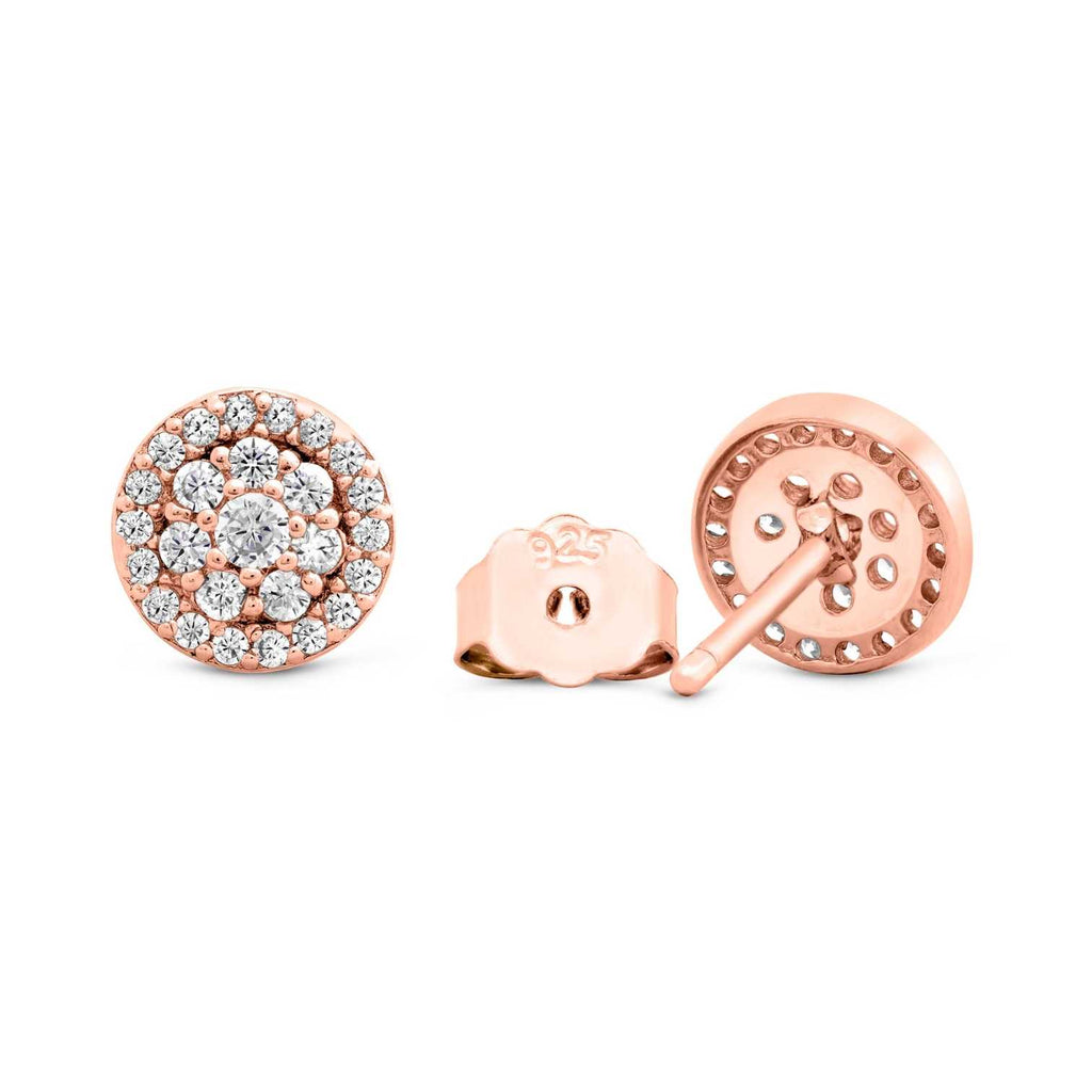 Satinski silver round crystal pave stud earrings