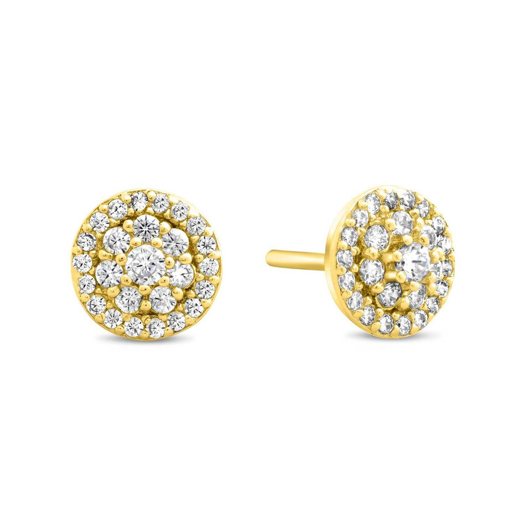Satinski silver round crystal pave stud earrings