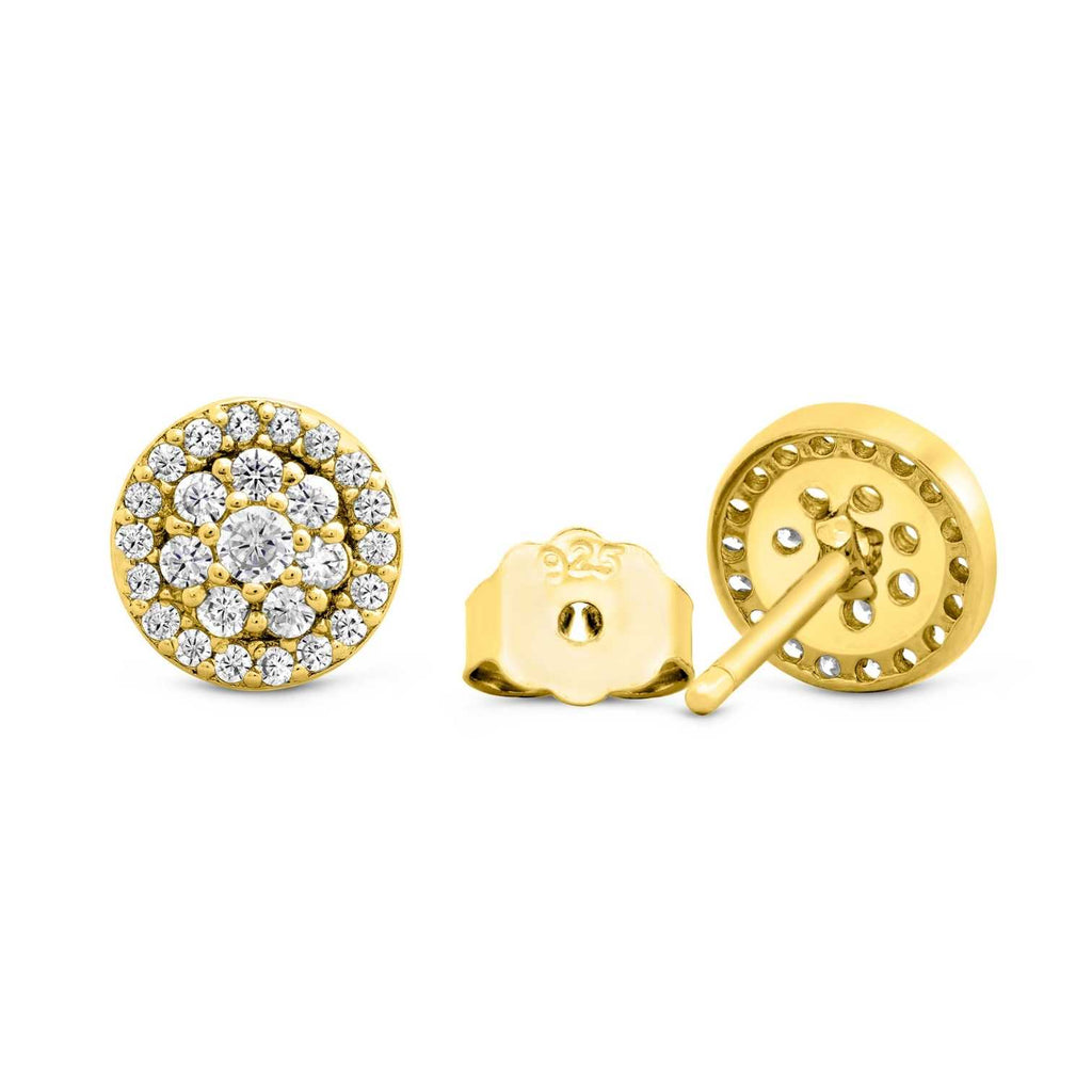 Satinski silver round crystal pave stud earrings