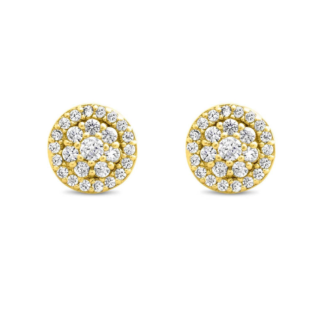 Satinski silver round crystal pave stud earrings