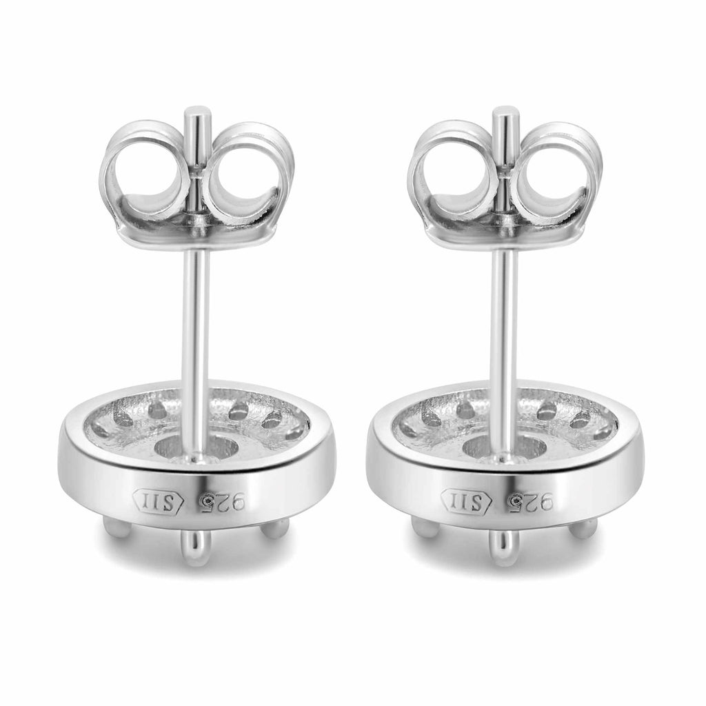 Satinski silver round dainty crystal stud earrings