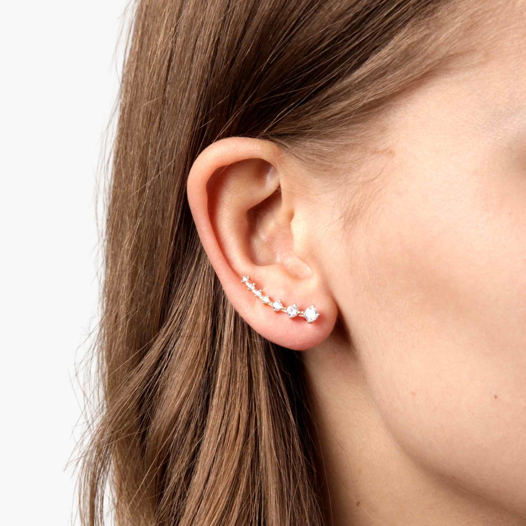 Satinski silver seven stars crystal earrings