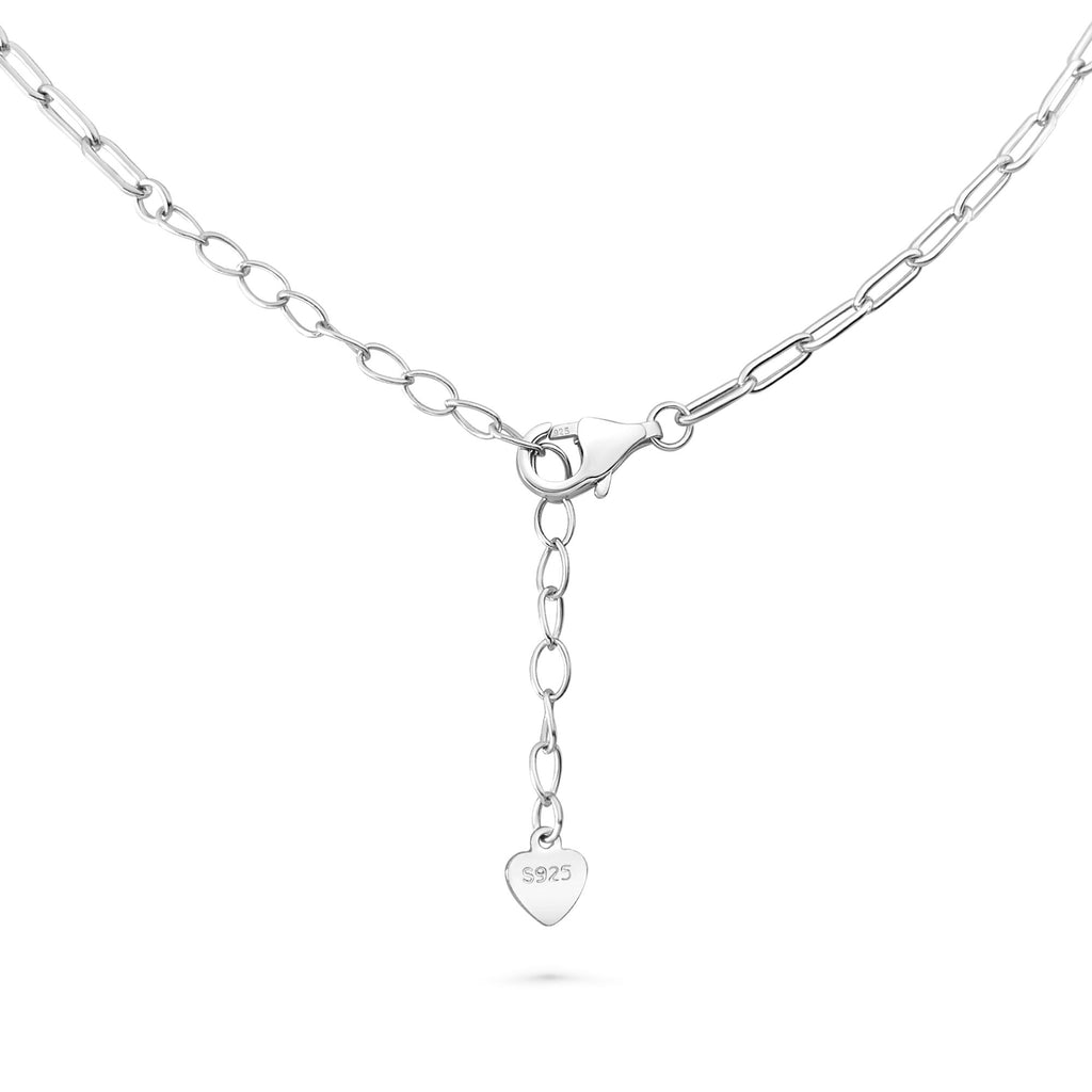 Satinski silver solid enlongated link cable chain necklace