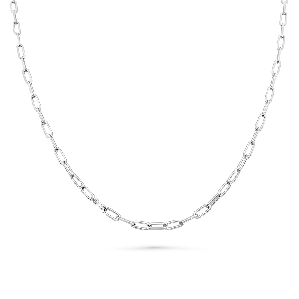 Satinski silver solid enlongated link cable chain necklace