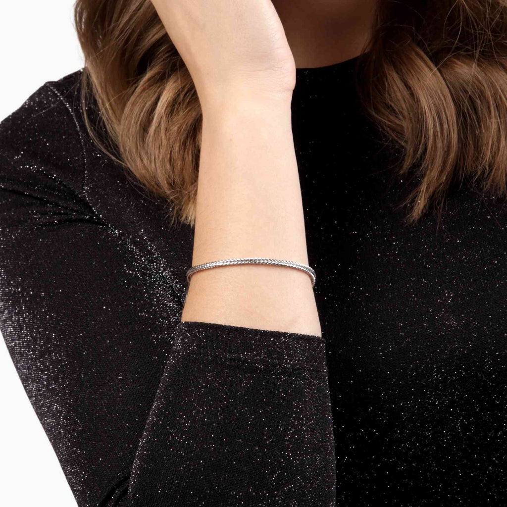 Satinski silver solid wheat chain bracelet