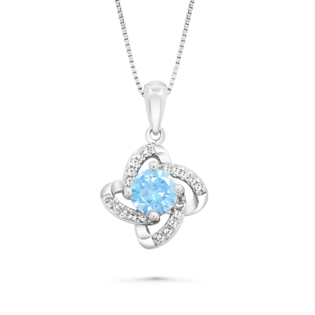 Satinski silver solitaire cloverleaf crystal pave flower pendant neckl