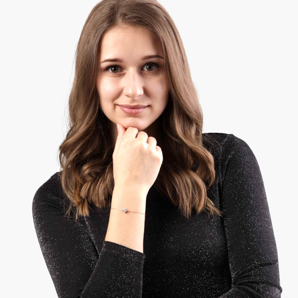 Satinski sterling silver solitaire crystal cable chain bracelet