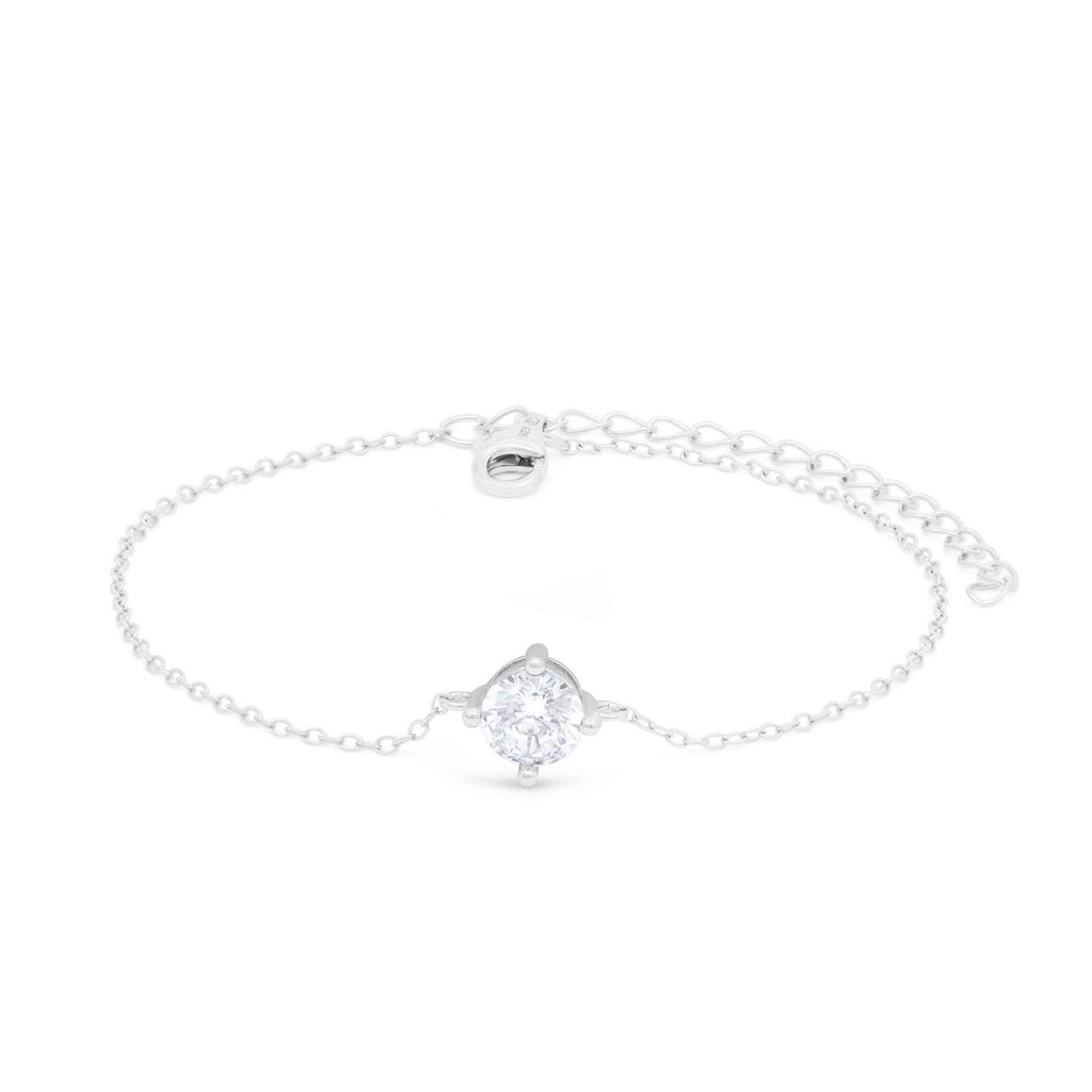 Satinski silver solitaire crystal cable chain bracelet