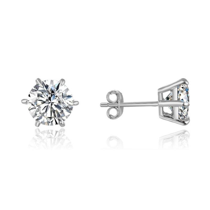 Satinski silver solitaire crystal stud earrings