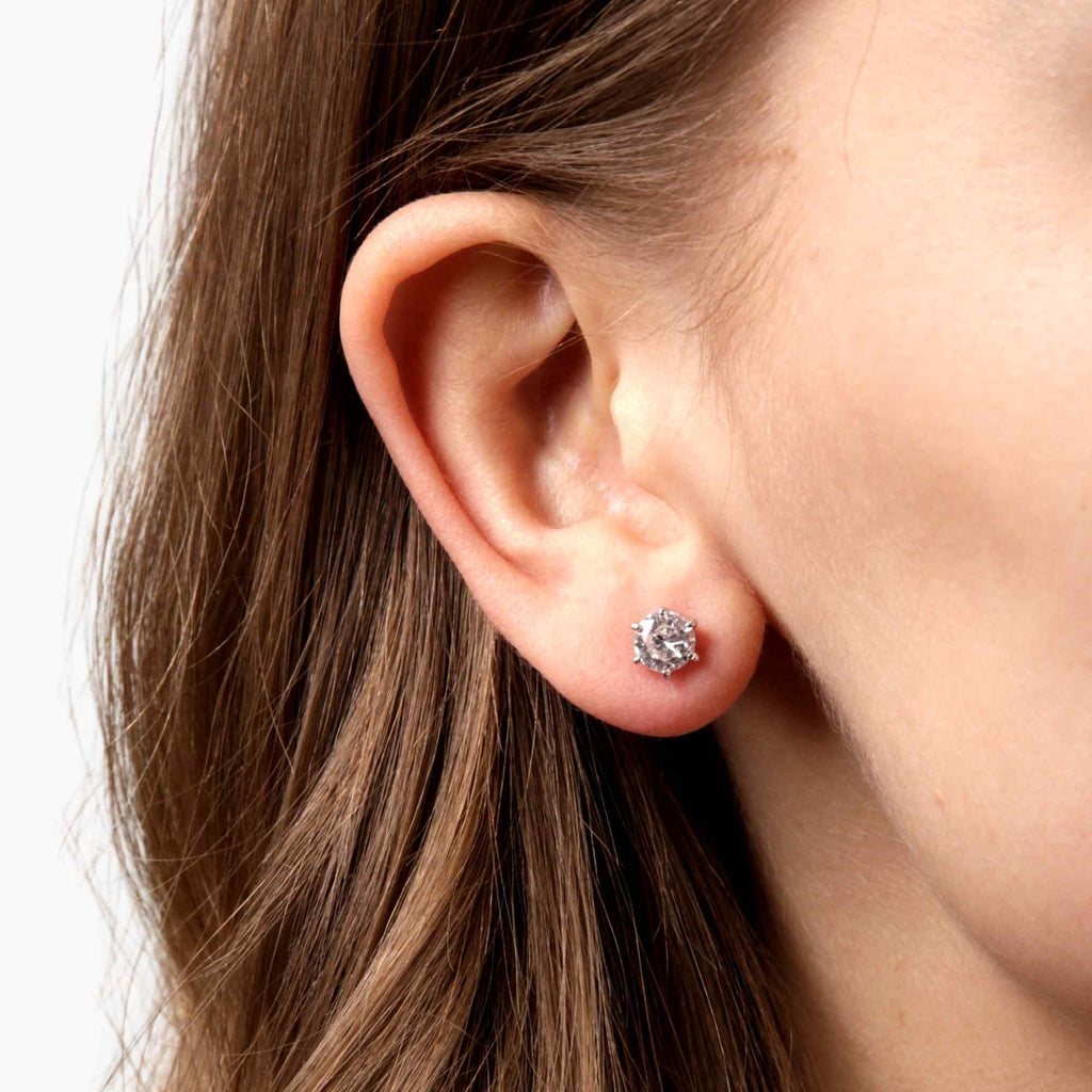 Satinski silver solitaire crystal stud earrings