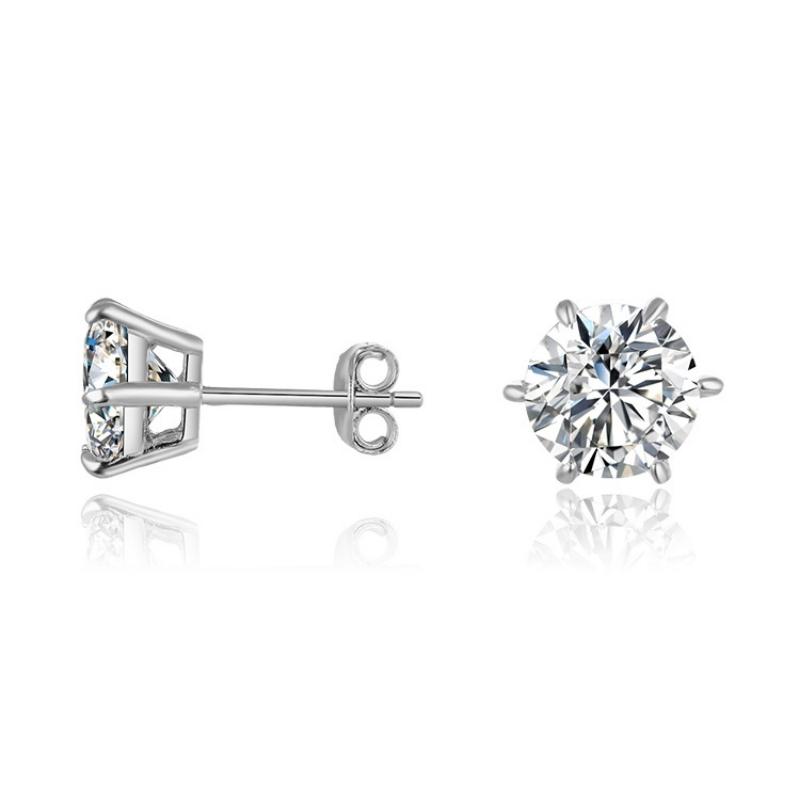 Satinski silver solitaire crystal stud earrings