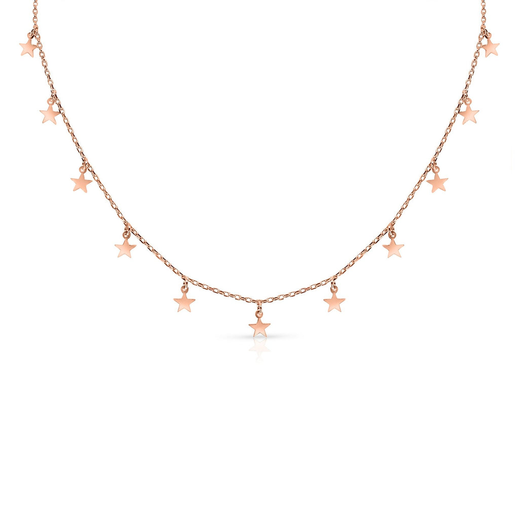 Satinski silver rose gold-plated eleven stars necklace