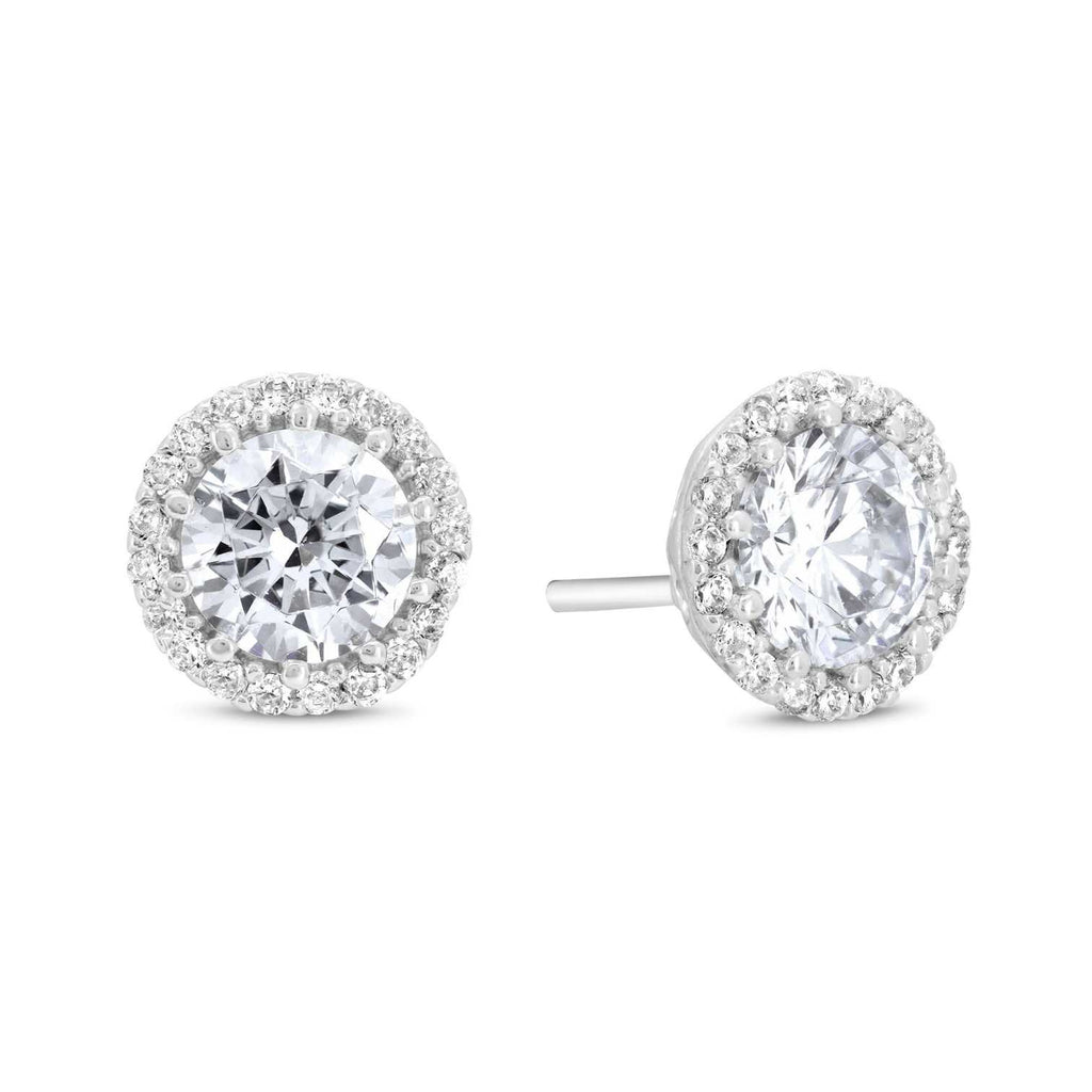 Satinski silver zircon crystal pave stud earrings